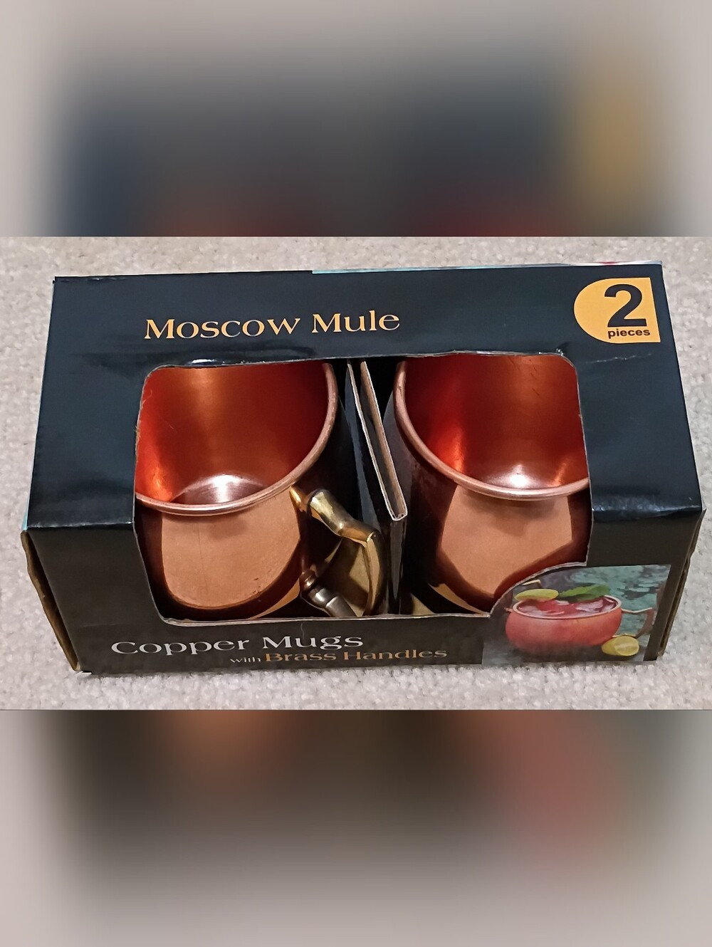 Moscow Mule Copper Mugs with Brass Handles - Set of 2